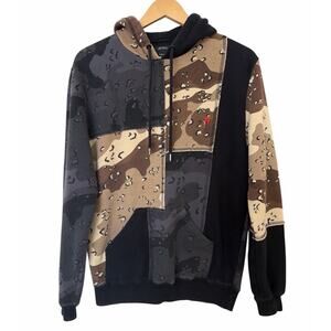 10 Deep Hoodie Sweatshirt Mens Small Day & Night Pieced Camo Pullover